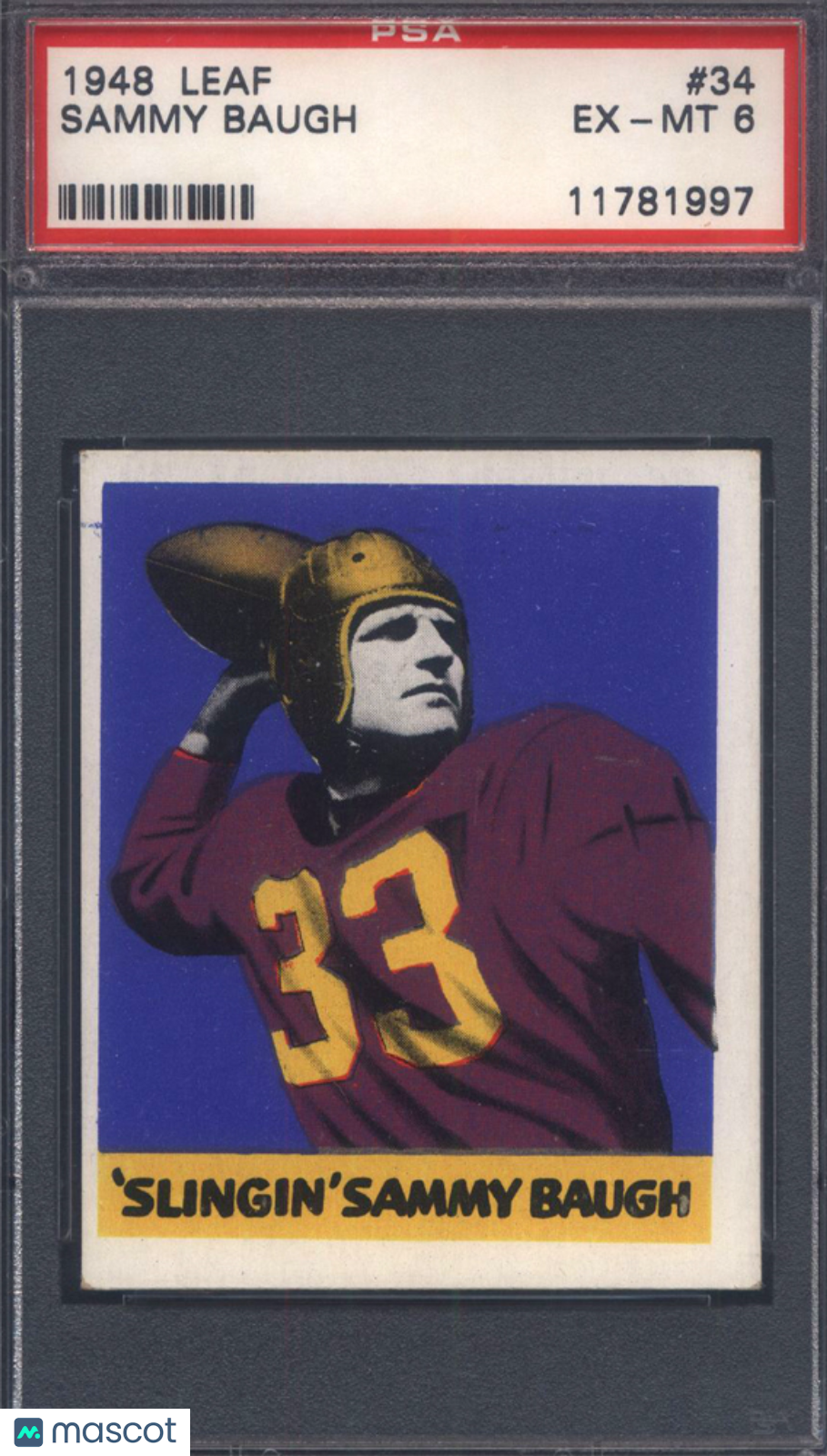 1948 Leaf #34 Sammy Baugh Rookie HOF Redskins PSA 6