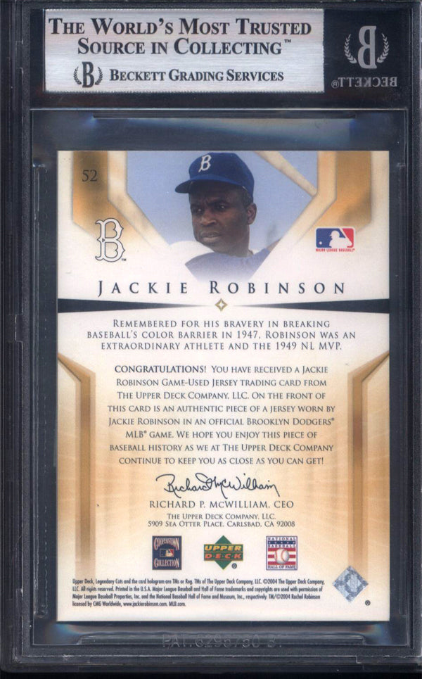 2004 SP Legendary Cuts Game Used Jersey Card #52 Jackie Robinson BGS 8.5 1/1