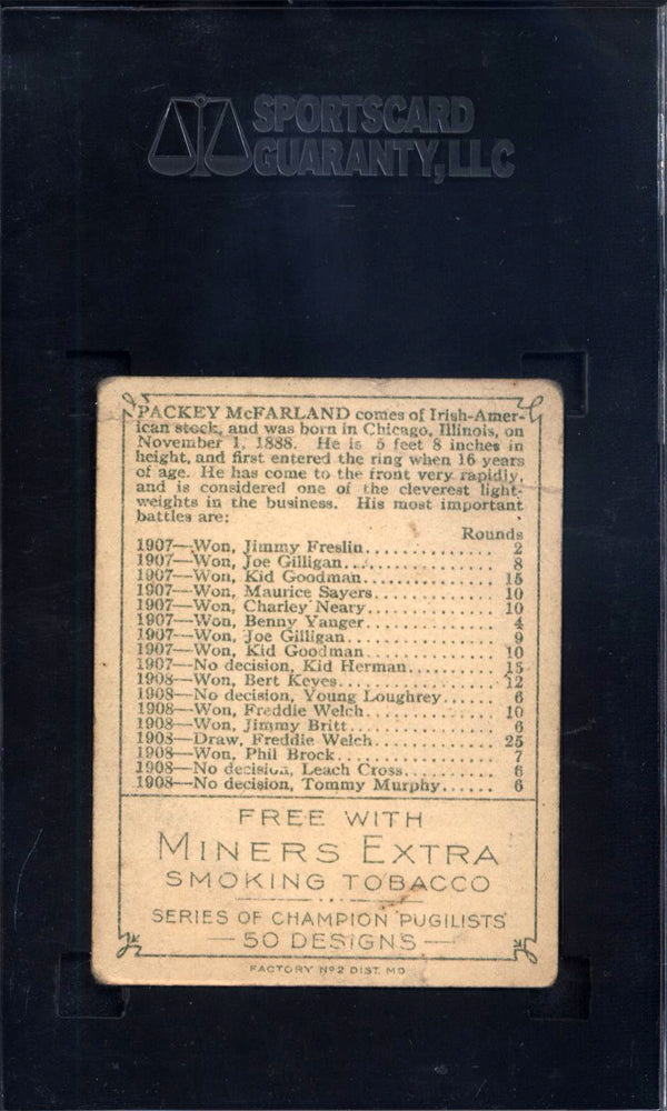 1910 T219 Miners Extra Packey Mcfarland Boxing SGC 1.5