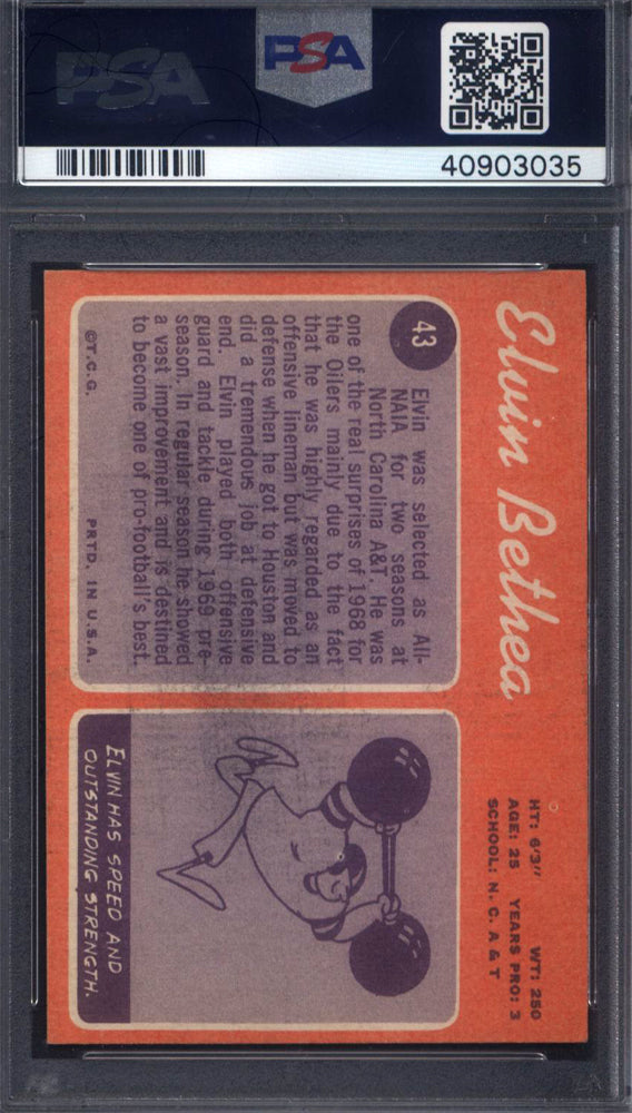 1970 Topps #43 Elvin Bethea Oilers Signed Auto PSA Authentic Auto