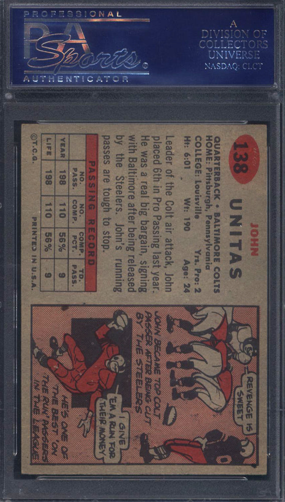 1957 Topps #138 Johnny Unitas Rookie HOF Colts PSA 6