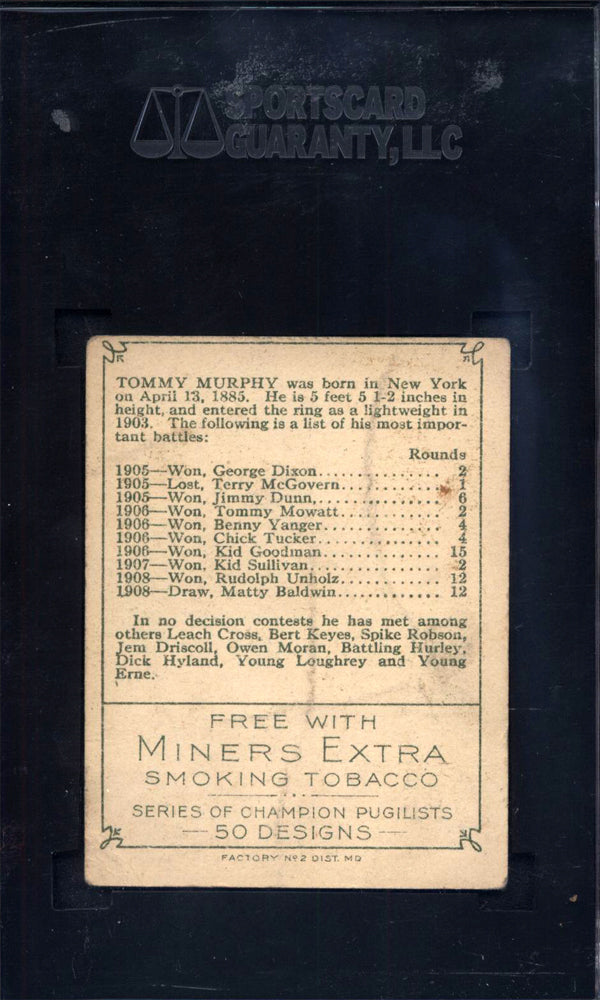 1910 T219 Miners Extra Tommy Murphy Boxing SGC 1.5
