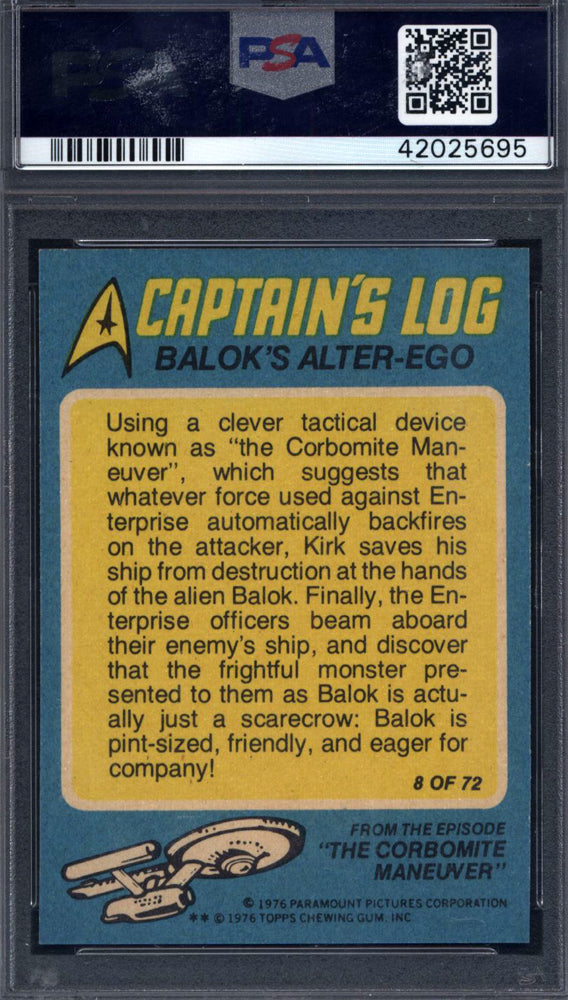 1976 Topps Star Trek Scanlens #8 Balok's Alter-Ego PSA 8