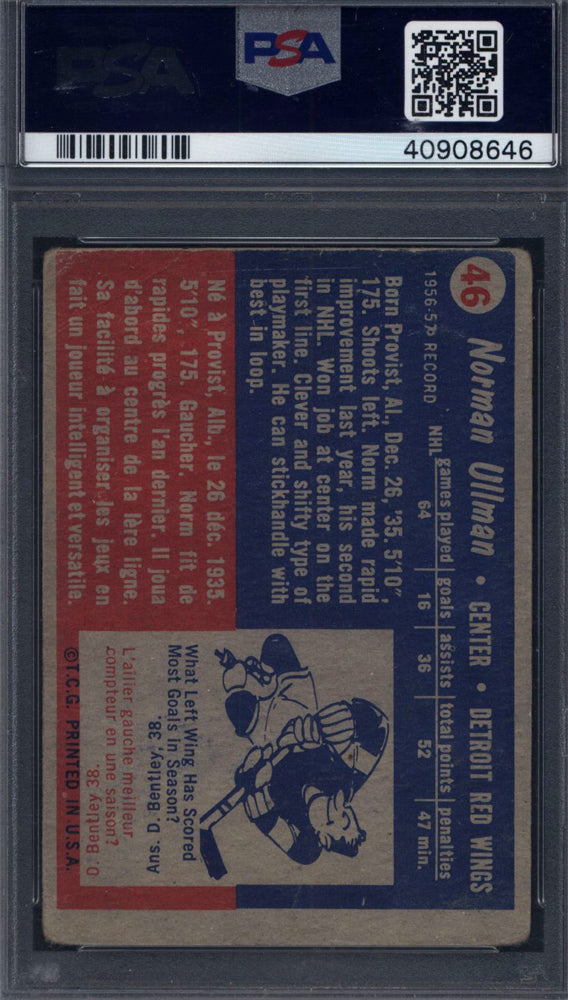 1957 Topps #46 Norm Ullman Signed Autograph PSA/DNA Red Wings PSA Authentic