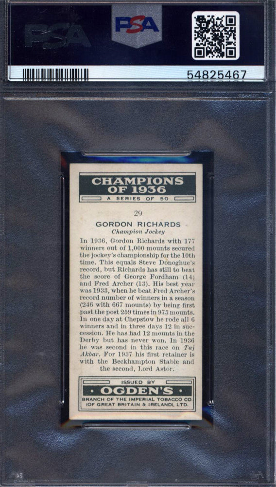 1937 Ogden's Ltd. Champions Of 1936 #29 Gordon Richards PSA 7