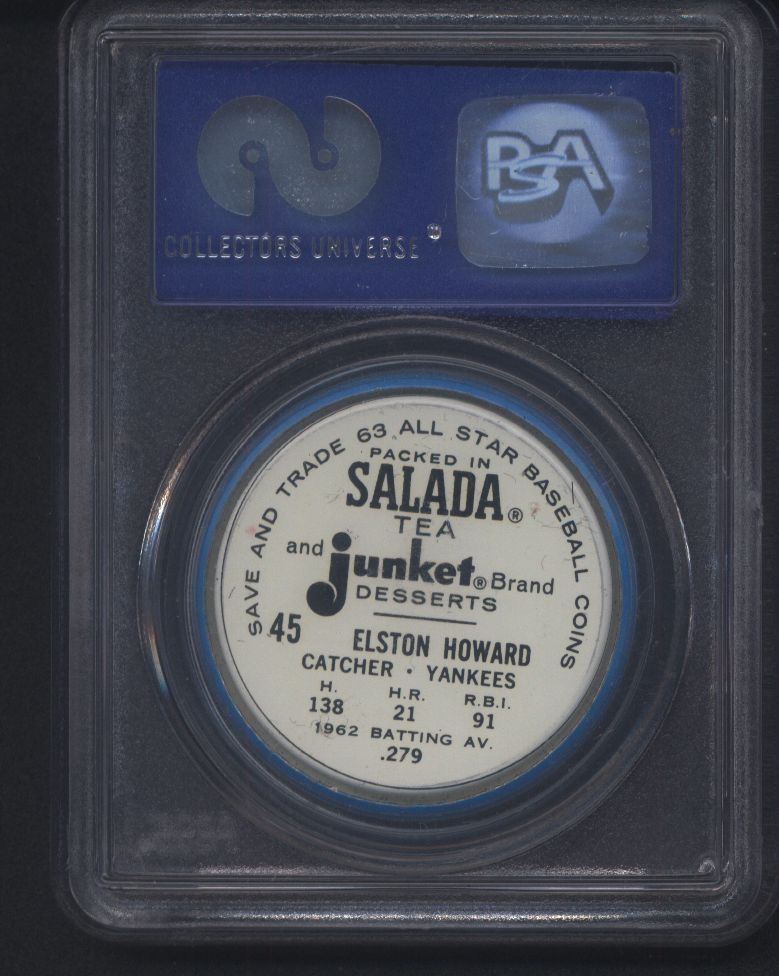 1963 Salada-Junket #45 Elston Howard Yankees PSA 10 pop 9