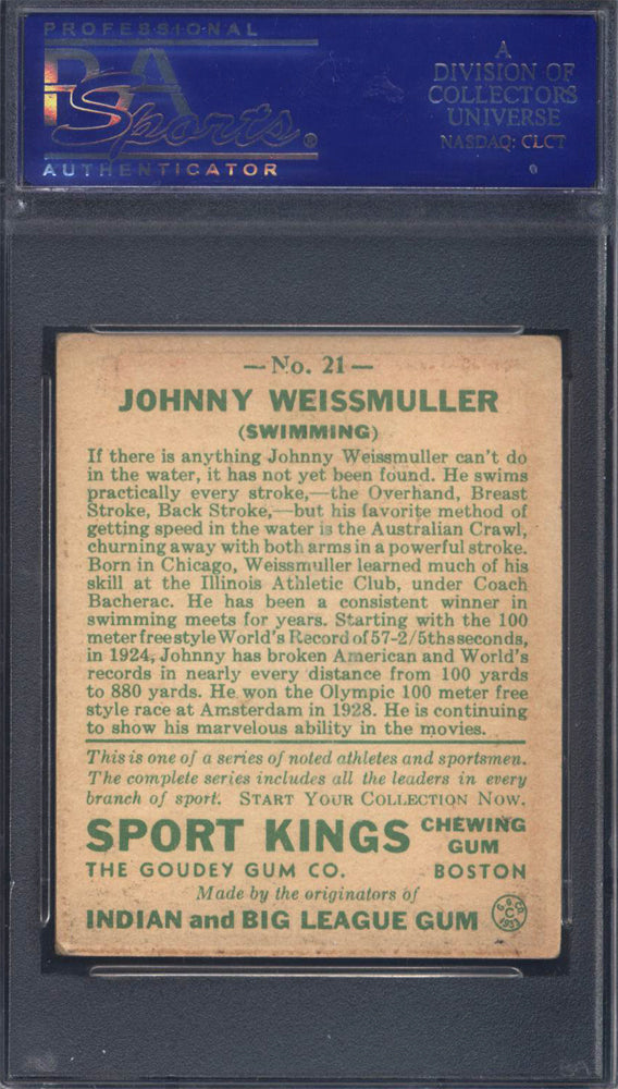 1933 Sport Kings 21 Johnny Weissmuller Swimming Actor Tarzan PSA 5 Well Centered