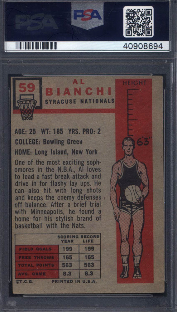 1957 Topps #59 Al Bianchi Syracuse PSA Authentic