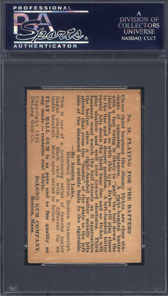 1933 Delong #18 Jimmy Dykes White Sox PSA 6 (MC)