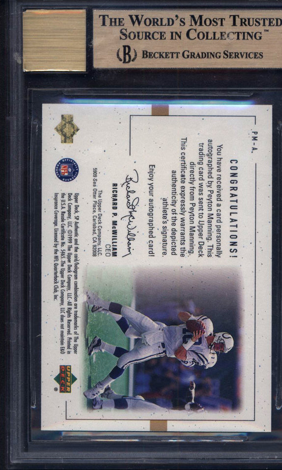 1999 SP Authentic Player's Ink Green #PMA Peyton Manning BGS 9.5 Auto 10