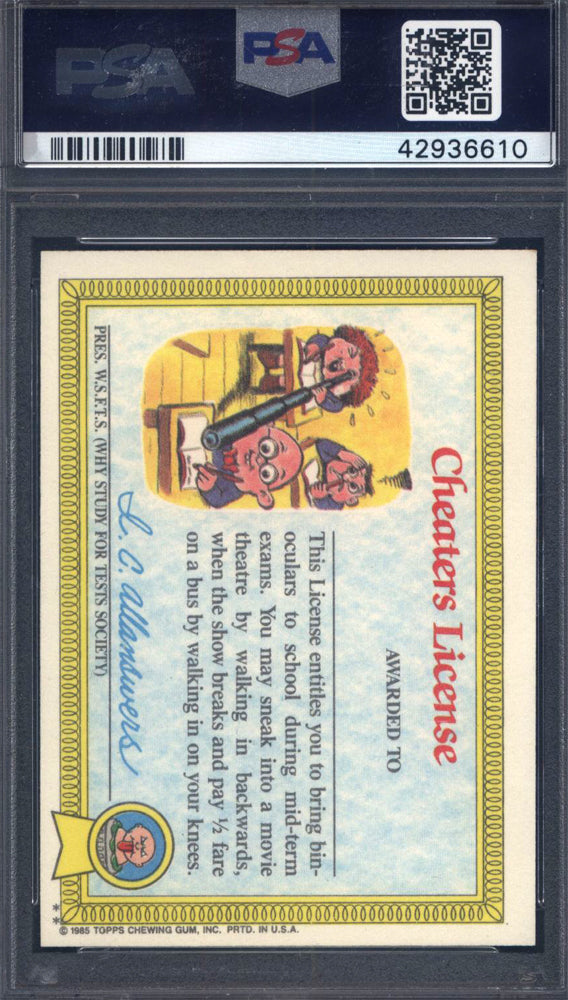 1985 Garbage Pail Kids Stickers 1st Series #8b Blasted Billy PSA 8