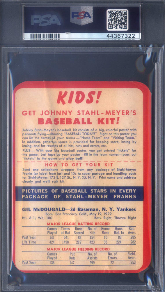1954 Stahl-Meyer Franks Gil McDougald Yankees PSA 1.5