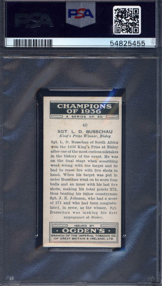 1937 Ogden's Ltd. Champions Of 1936 #40 Sgt. L.D. Busschau PSA 8