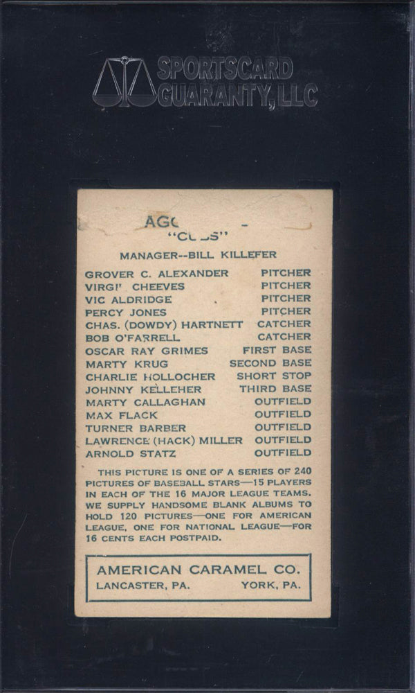 1922 E120 American Caramel Co. Grover Cleveland Alexander Chicago SGC 1.5