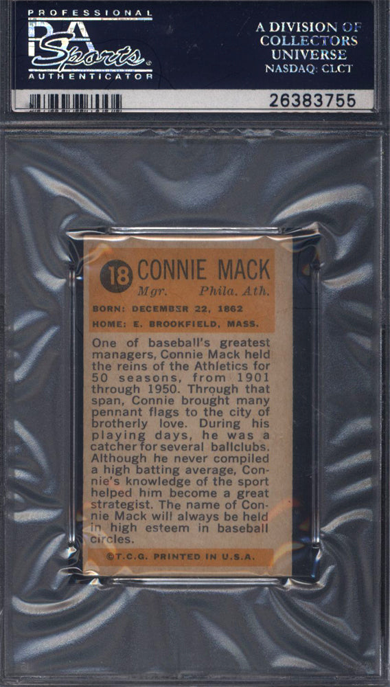1963 Bazooka All-Time Greats #18 Connie Mack Athletics PSA 8
