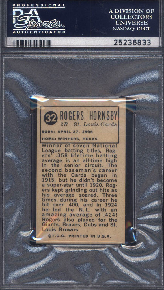 1963 Bazooka All-Time Greats #32 Rogers Hornsby PSA 10 pop 1