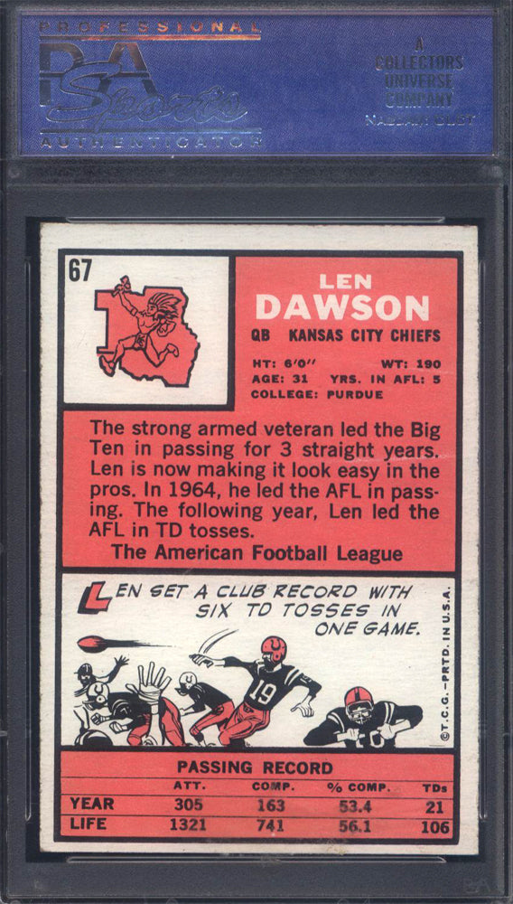 1966 Topps #67 Len Dawson Chiefs PSA 7