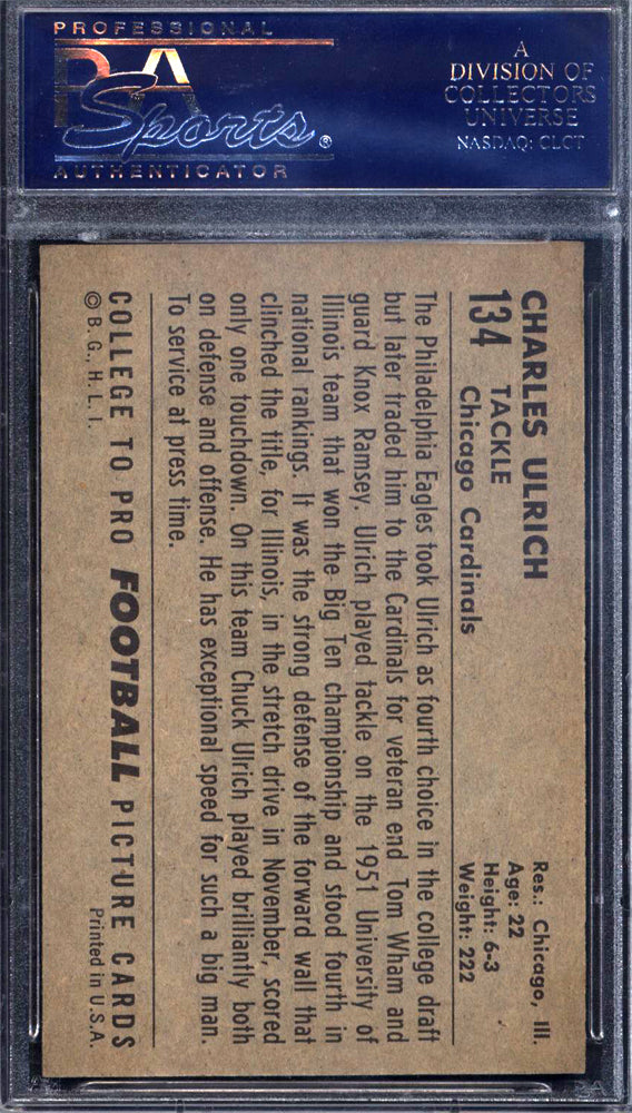 1952 Bowman Large #134 Chuck Ulrich Cardinals PSA 7