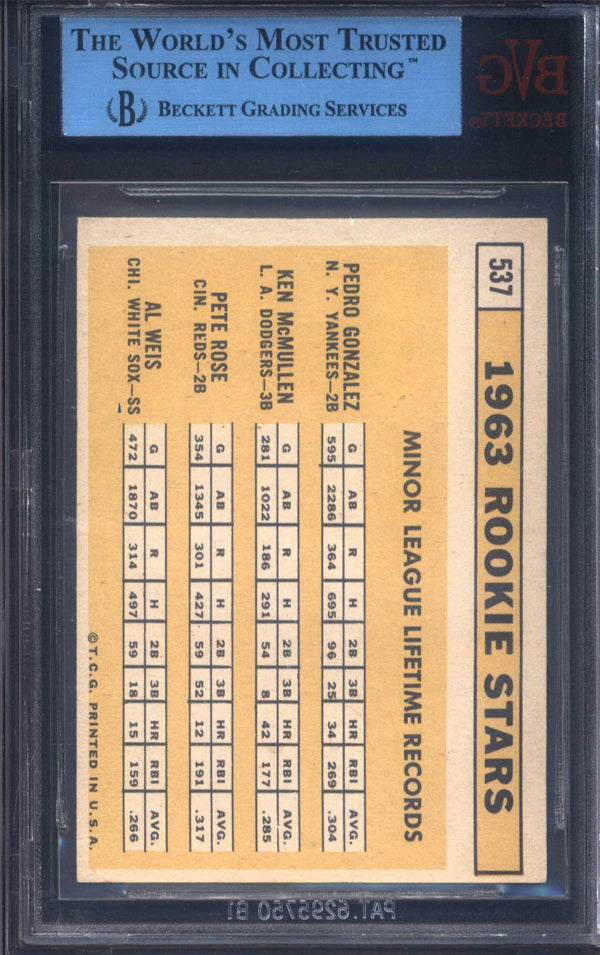 1963 Topps #537 Pete Rose Rookie Reds BVG Authentic