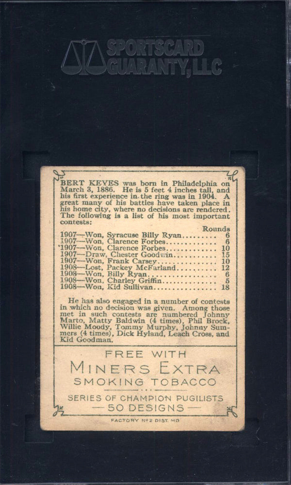 1910 T219 Miners Extra Bert Keyes Boxing SGC 3