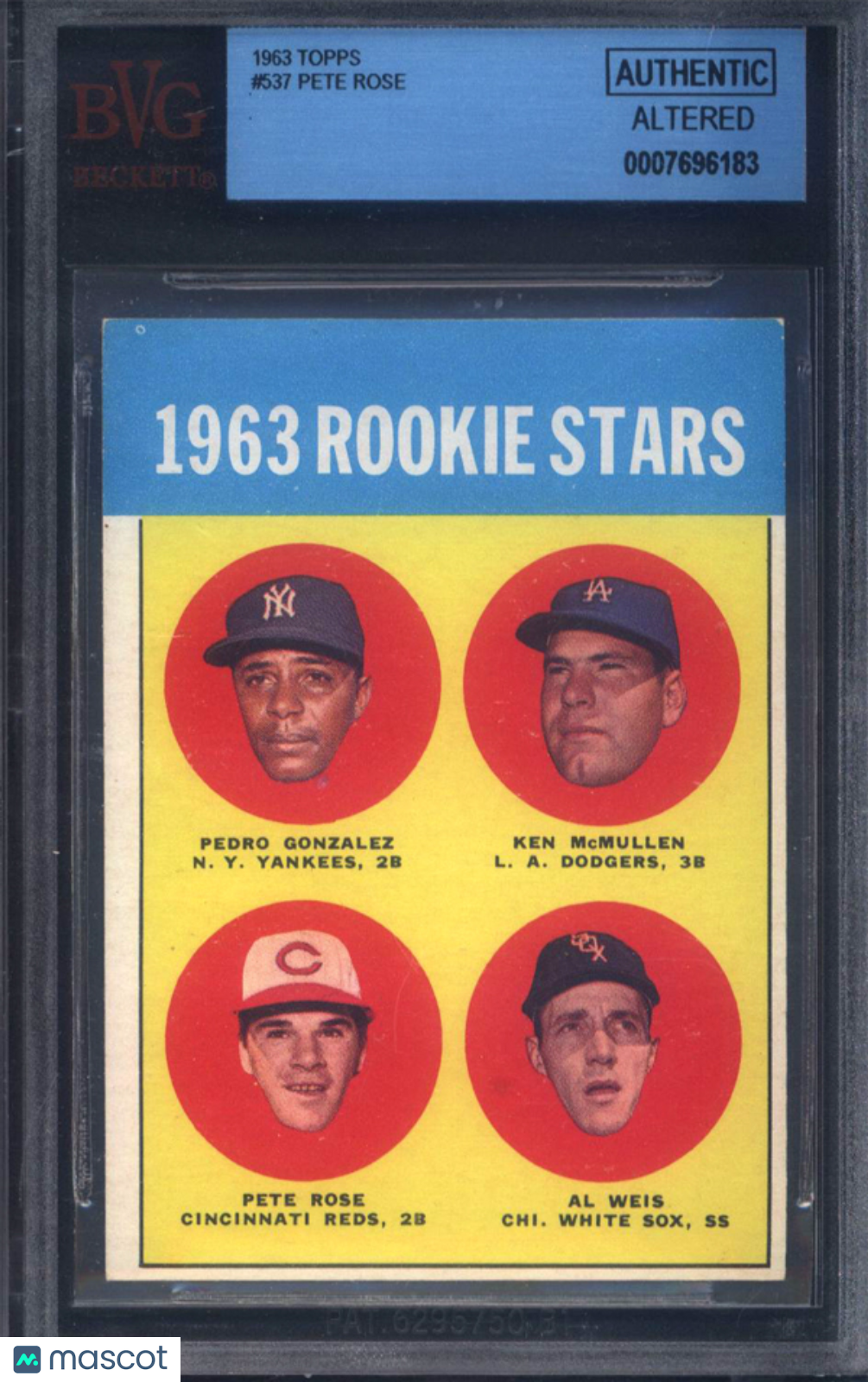 1963 Topps #537 Pete Rose Rookie Reds BVG Authentic