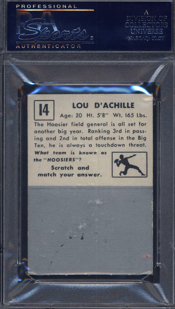 1951 Topps Magic Football #14 Lou D'Achille Un-Rubbed Fightin' Hoosiers PSA 7