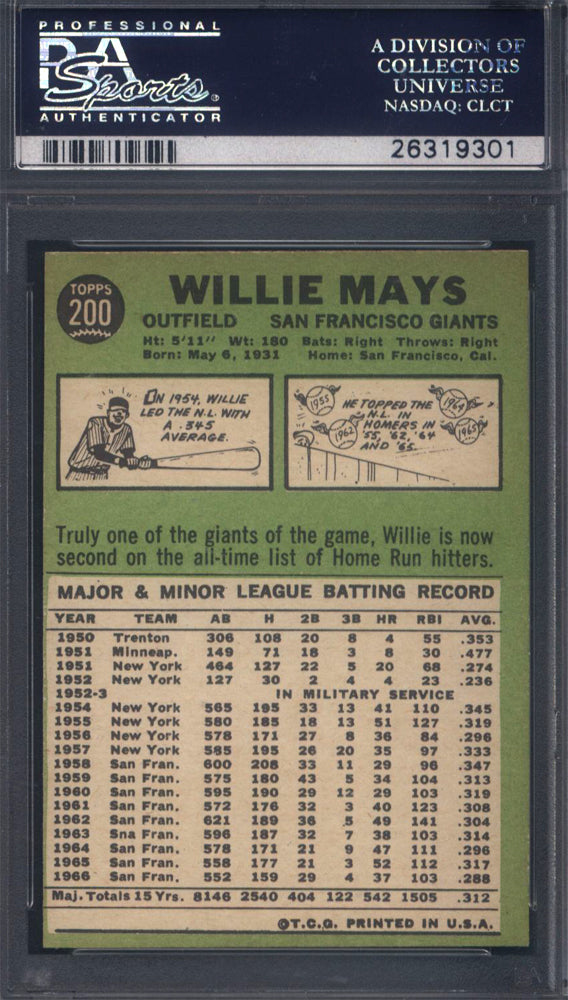 1967 Topps #200 Willie Mays Giants PSA 7