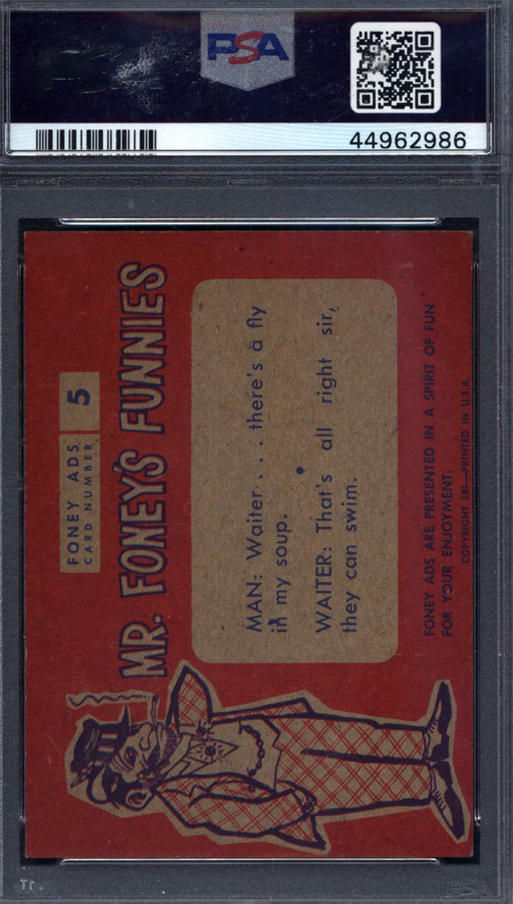 1960 Leaf Foney Ads #5 Mouldy Gold Cigarettes PSA 7