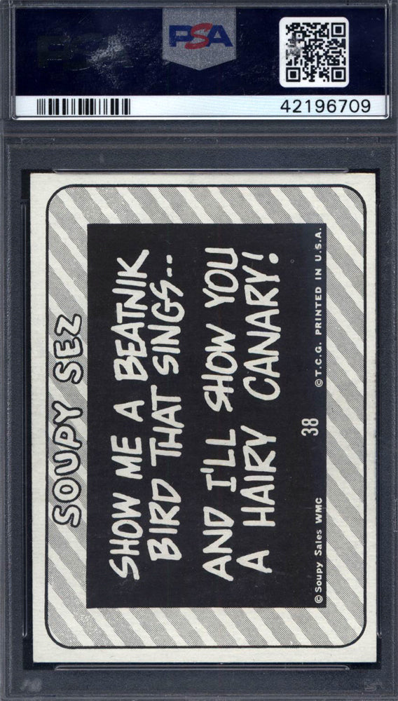 1967 Topps Soupy Sales #38 Show Me A Beatnik Bird That Sings PSA 9