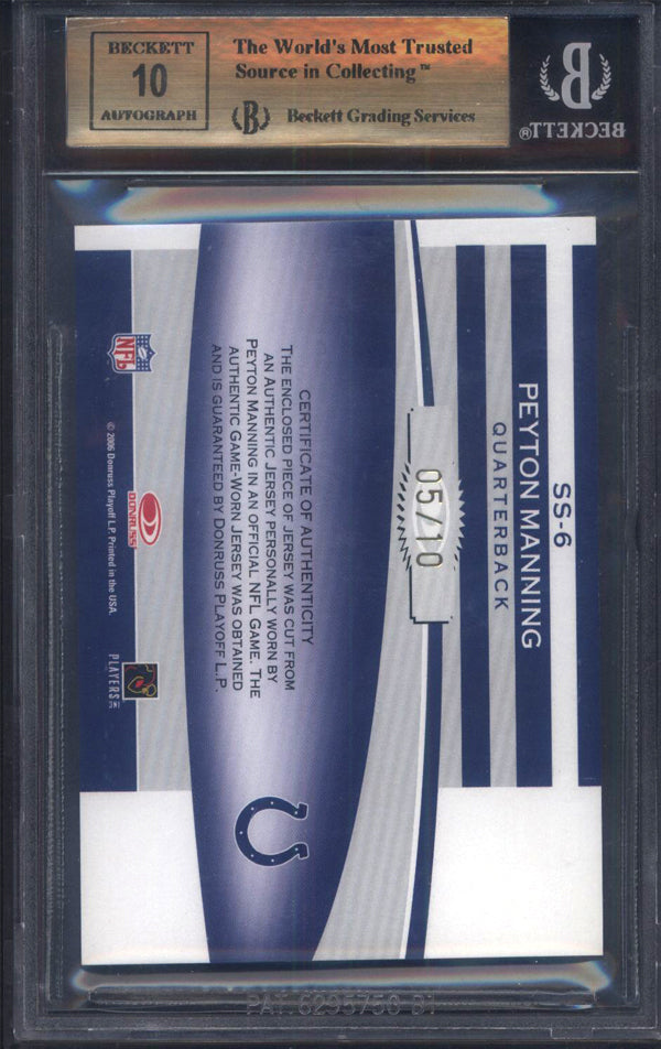 2006 Leaf Rookies and Stars #6 Peyton Manning Colts BGS 9.5 Auto 10