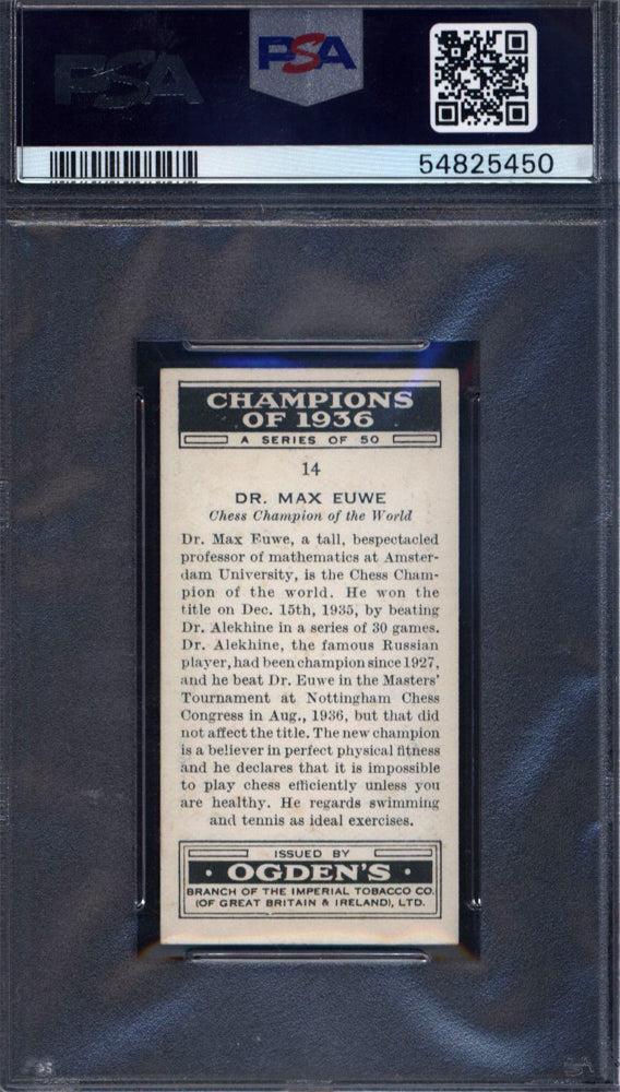 1937 Ogden's Ltd. Champions Of 1936 #14 Dr. Max Euwe PSA 8