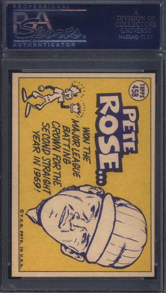 1970 Topps #458 Pete Rose Reds PSA 8