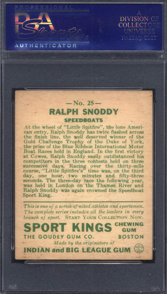 1933 Goudey Sport Kings #25 Ralph Snoddy Speedboating PSA 5