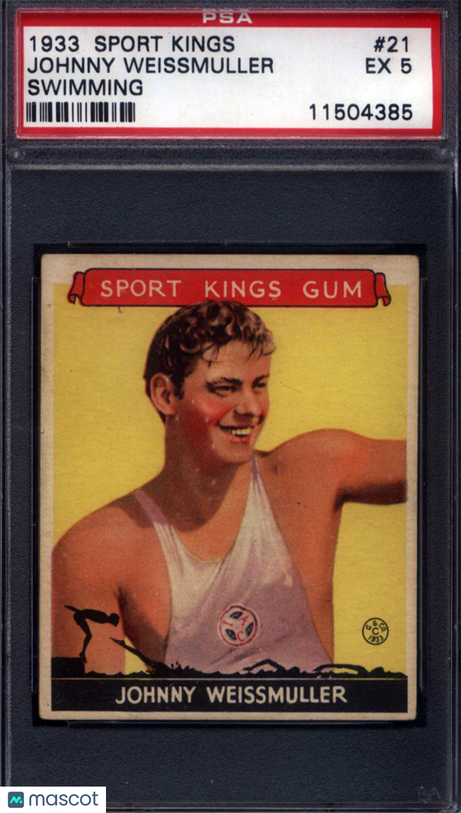1933 Sport Kings 21 Johnny Weissmuller Swimming Actor Tarzan PSA 5 Well Centered