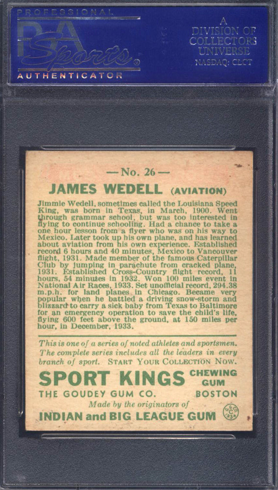 1933 Goudey Sport Kings #26 James Wedell Aviation PSA 5