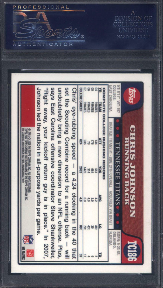 2008 Topps Chrome #TC186 Chris Johnson Rookie Titans PSA 10