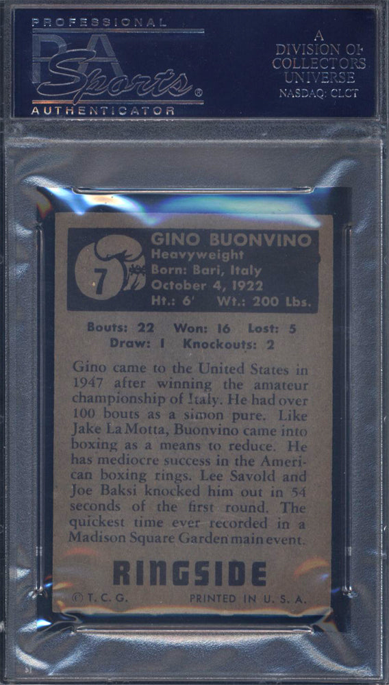 1951 Topps Ringside Boxing #7 Gino Buonvino PSA 7.5