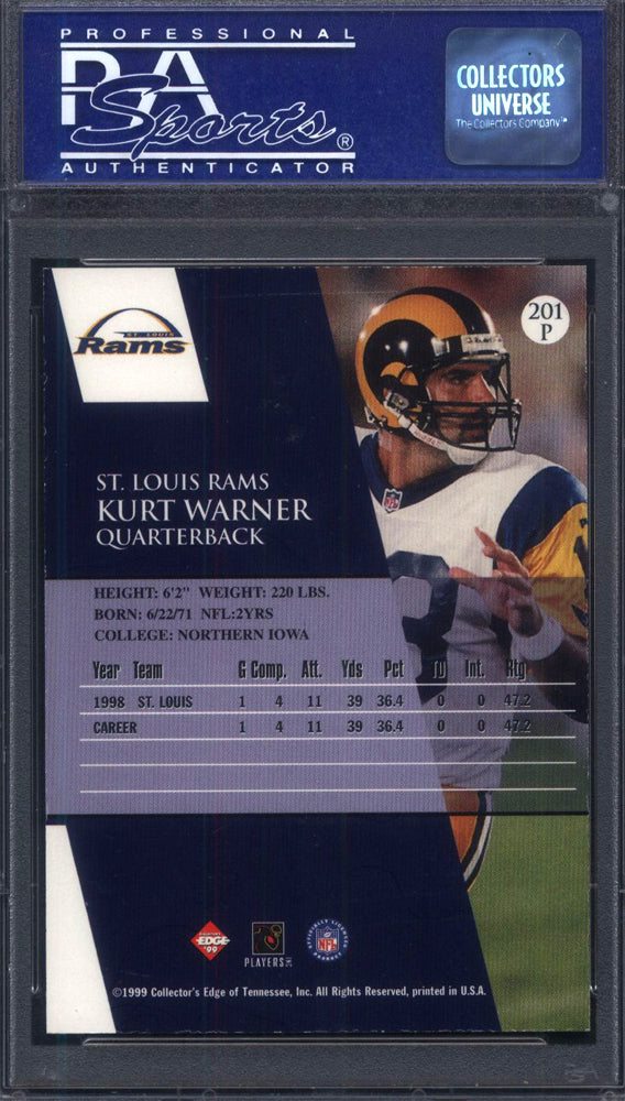 1999 Collector's Edge 1st Place #201 Kurt Warner Rookie HOF PSA 9