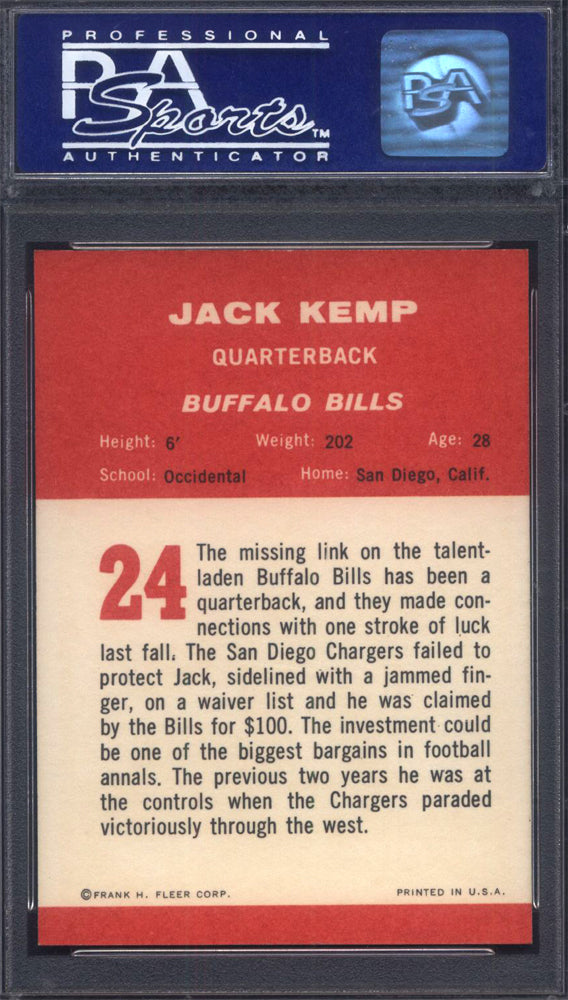 1963 Fleer #24 Jack Kemp Bills PSA 8