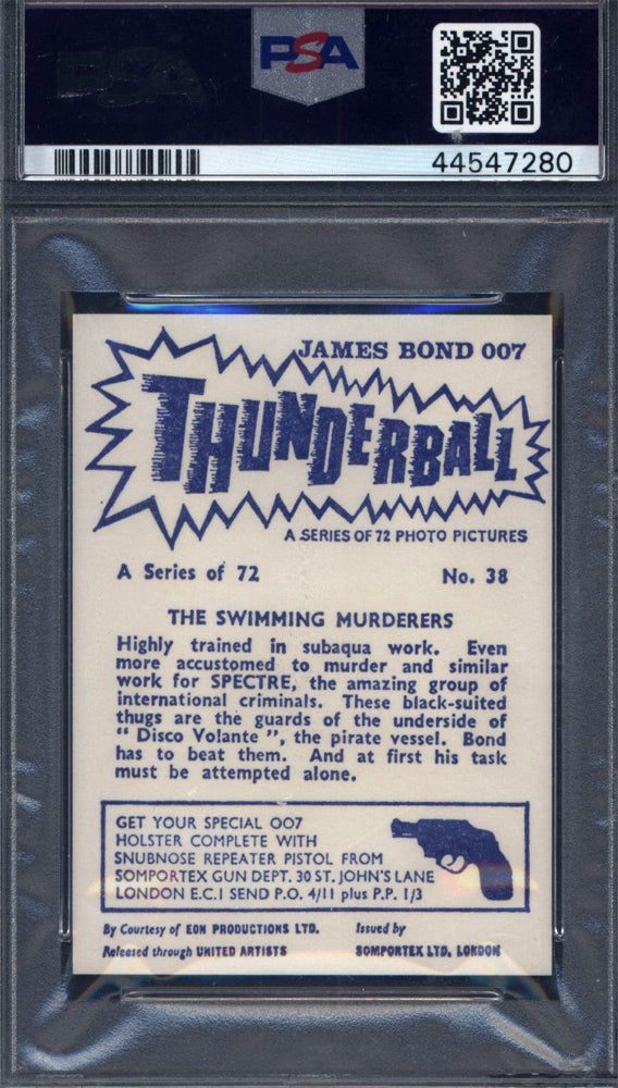 1966 Somportex Thunderball James Bond #38 The Swimming PSA 8