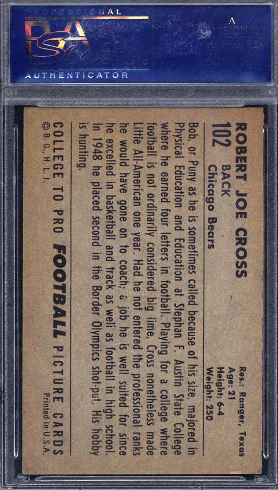 1952 Bowman Large #102 Robert Joe Cross Bears PSA 7