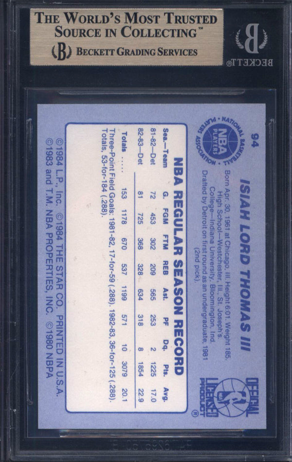 1983-84 Star #94 Isiah Thomas Rookie HOF Pistons BGS 9.5 x 4
