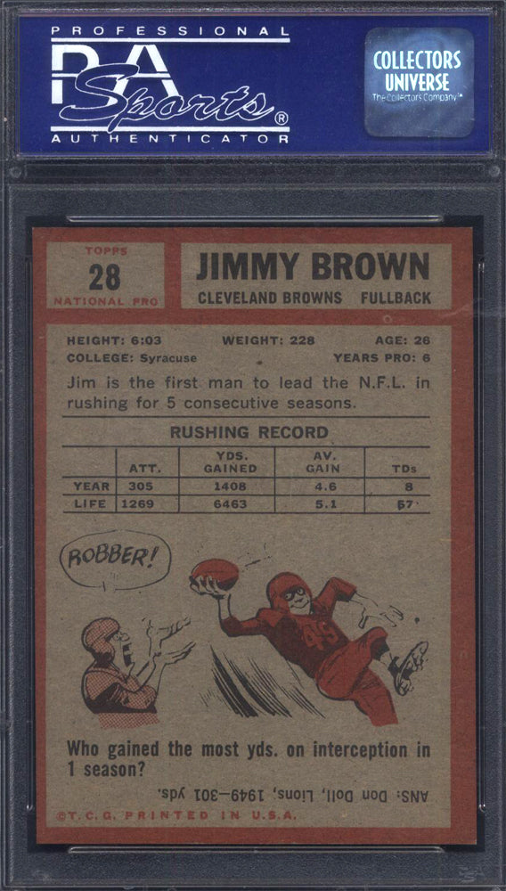 1962 Topps #28 Jim Brown Browns PSA 7