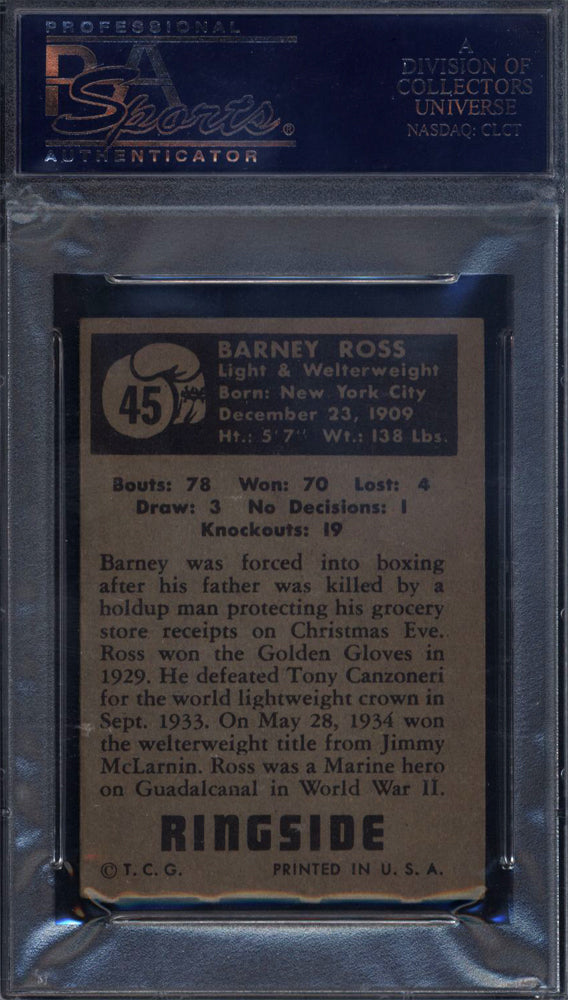 1951 Topps Ringside Boxing #45 Barney Ross PSA 7