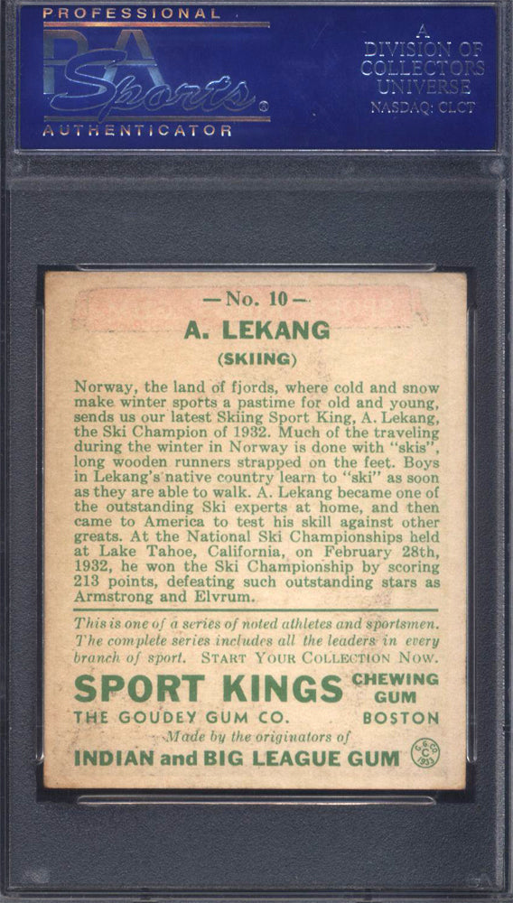 1933 Goudey Sport Kings #10 Anton Lekang Skiing PSA 5