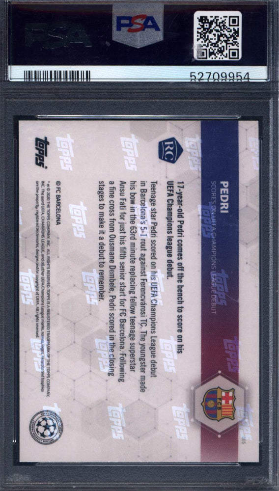2020 Topps Now UEFA Champions League #005 Pedri Rookie Barcelona PSA 10
