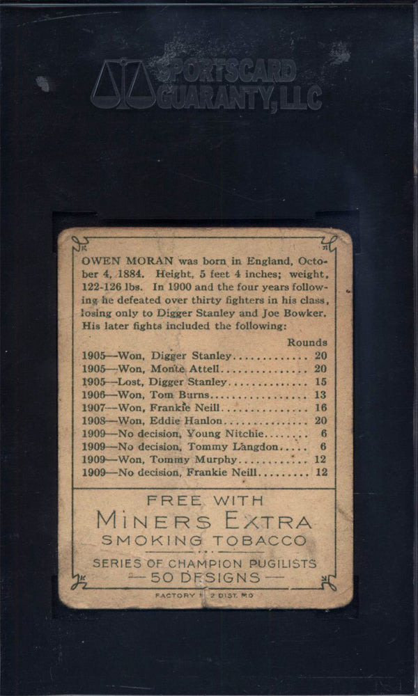 1910 T219 Miners Extra Owen Moran Boxing SGC 1
