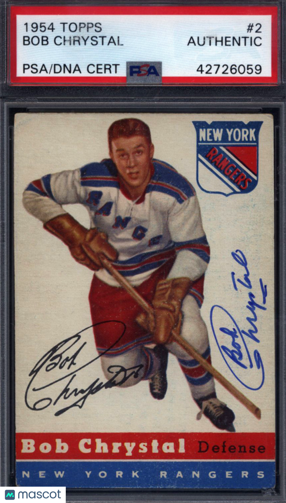 1954 Topps #2 Bob Chrystal Signed Autograph PSA/DNA PSA Authentic