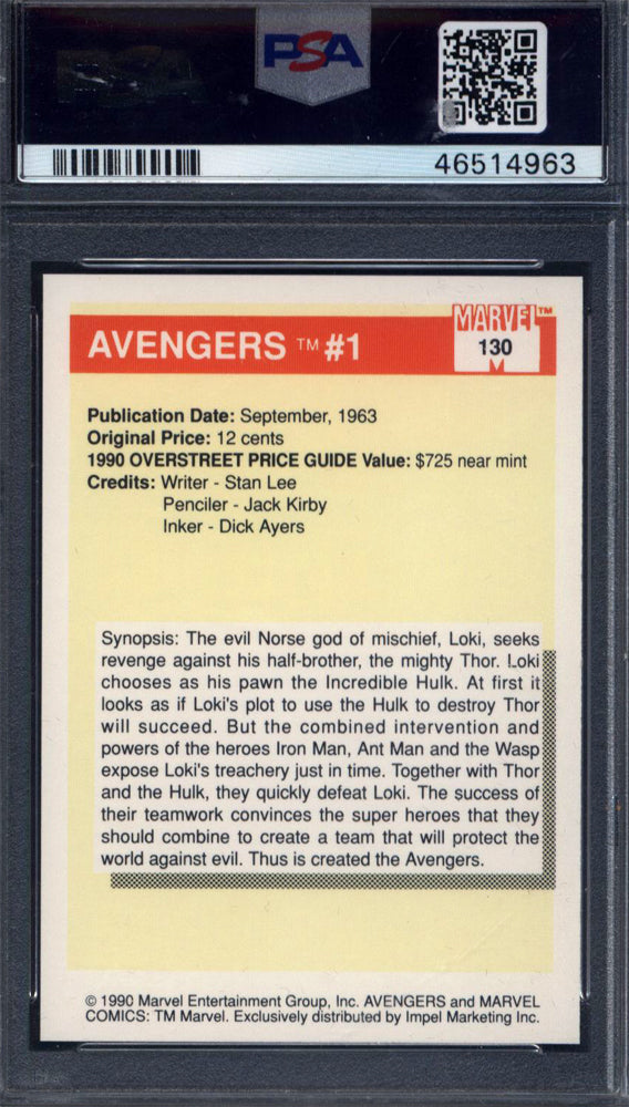 1990 Marvel Universe #130 Avengers #1 PSA 10