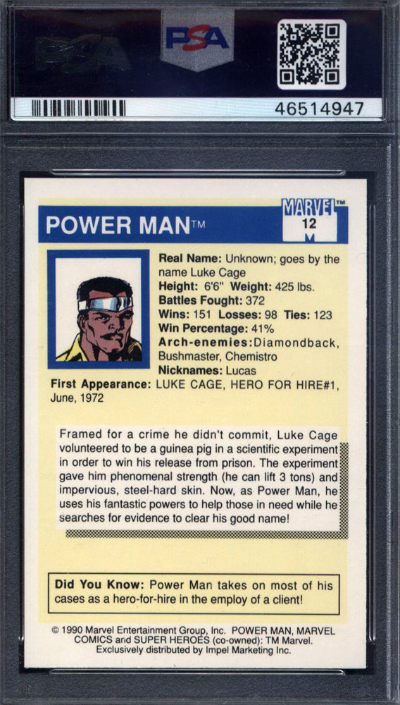 1990 Marvel Universe #12 Power Man (Luke Cage) PSA 10